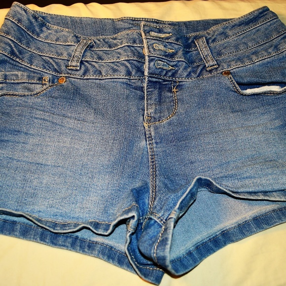 Light Blue High-Waisted Jean Shorts - Picture 1 of 3